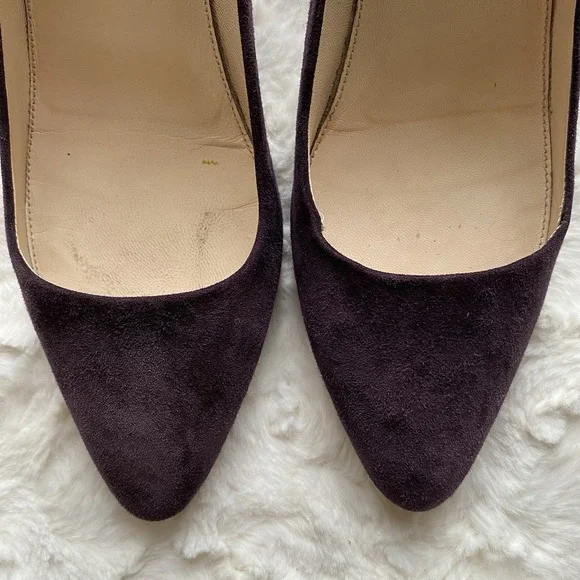 Prada Purple Suede Kitten Heel Pumps Size 38 US 7.5 Pointed Toe Luxury Italian - Picture 3 of 12